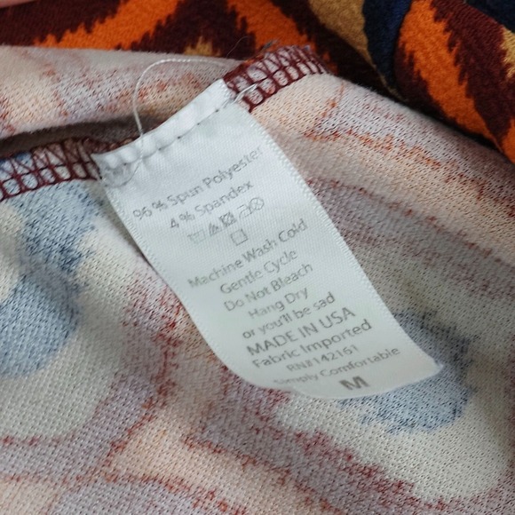 LuluRoe Womens Fit and Flare Dress M Orange Navy Geometric Mod Retro Skater - Picture 4 of 8